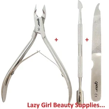 Manicure Nail Cuticle Spoon Pusher Remover Cutter Nipper Clipper Cut Set