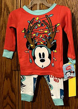 NWT baby 18m Disney junior 2pc pjs top bottoms Mickey Mouse oh joy Christmas wdw