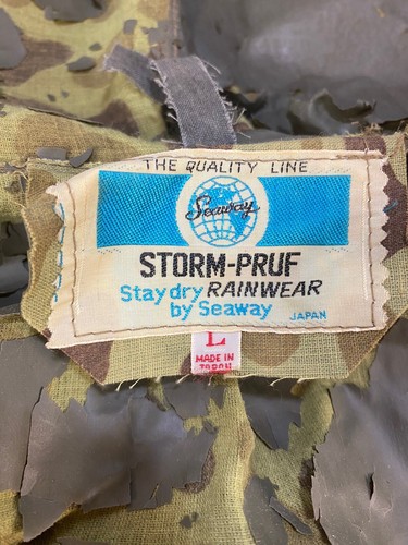 Vintage 60s 70s Frog Skin Duck Camo Army Military Rain Coat Jacket Vietnam L - Picture 2 of 12