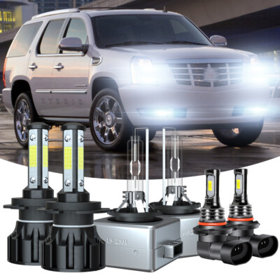 FOR Cadillac Escalade 2007-2008 6.2L V8 LED/HID Headlight hi/lo+Fog Light Bulbs