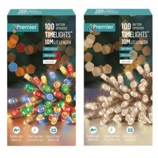 Christmas 100 Battery Timer LED Lights Clear Cable Indoor Outdoor Choose Colour