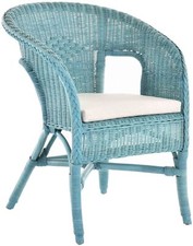 Rattan-Sessel/Stapelsessel Bella, aus Natur-Rattan, Farbe Blau mit Polster