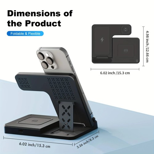 Wireless Charger, Magnetic Fast Charging Stand Compatible w/ iPhone, Apple Watch - Picture 2 of 11