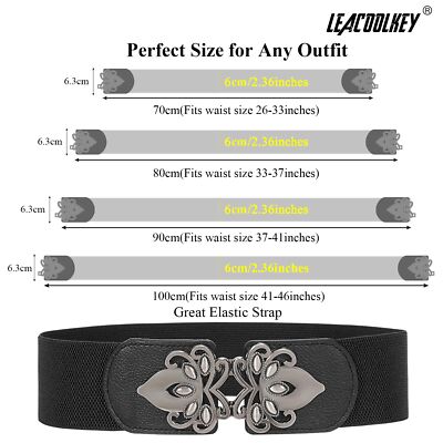 4 Pack Women Wide Elastic Waist Belt for Dress Vintage  display picture 3