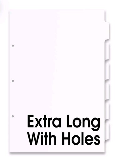 17x11 White 6 Tabbed Dividers Extra Long With Holes (48 per Package) - Bild 2 von 5