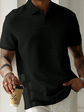 Camisa polo de manga corta casual y vers til de unicolor para hombres