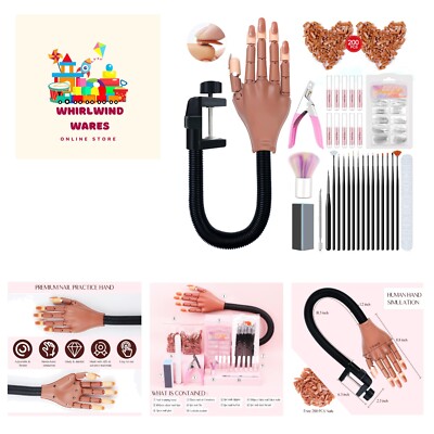 Practice Hand for Acrylic Nails, Flexible Moveable Fake Hands, Manicure Train...