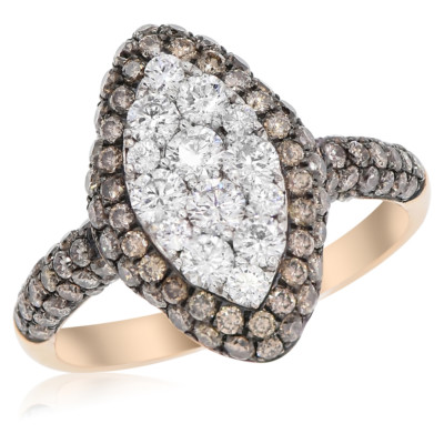 14K ROSE GOLD PAVE DIAMOND BROWN CHAMPAGNE RIGHT HAND EVIL EYE