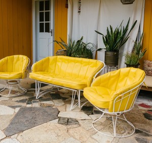 Vintage Homecrest Yellow Patio Furniture Mid Century Outdoor Glide Image Is Loading Vintage Homecrest Yellow Patio Furniture Mid Century Outdoor