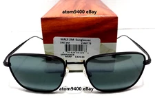 MAUI JIM SPINNAKER AVIATOR SUNGLASSES FROM JAPAN TITANIUM BLACK FRAME GREY LENS 