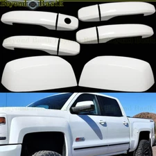2014-2018 Chevy Silverado Sierra 4 Door Handle COVERS+Mirrors GAZ SUMMIT WHITE