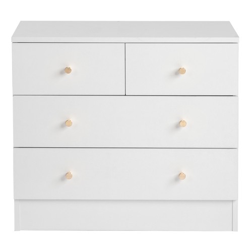 White Pockmarked Particleboard Three Layers and Four Drawers Chest of Drawers - Picture 3 of 10