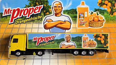 MB Actros Minitruck Advertising Truck Collection Truck Mr. Proper Orange Fresh Yellow 1:87