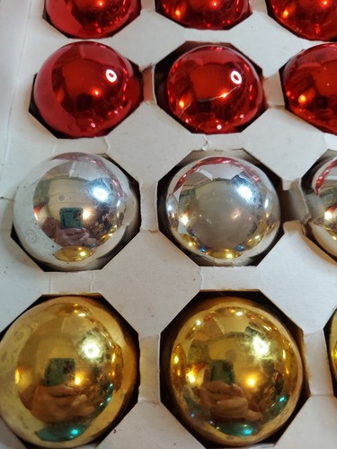 Mercury Glass Christmas Ornaments 18 Multicolor Balls 2" Vtg Franke Woolworth - Picture 2 of 6