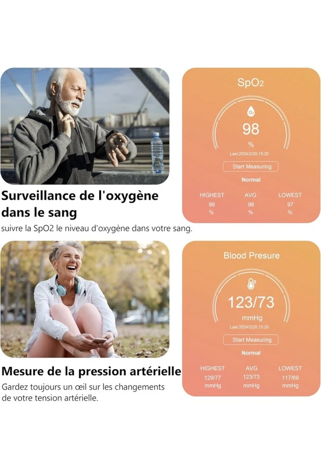 ZOSKVEE Montre Connectée Femme Homme avec Appel Bluetooth, - Photo 3/4