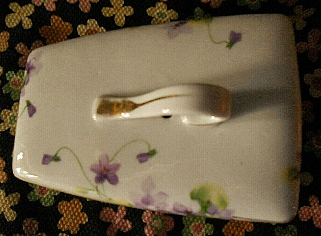 Vintage Hand Painted Nippon Violets Two Piece Cheese Keeper / Dish Porcelain