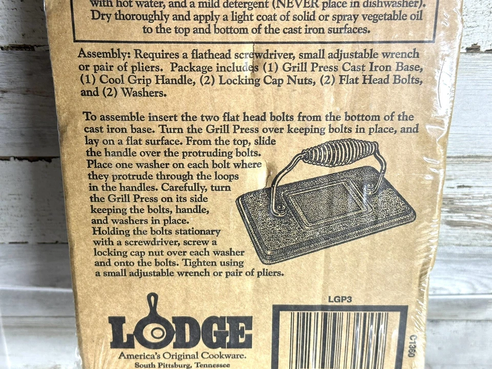 Prensa de parrilla Lodge de hierro fundido de alta resistencia agarre frío mango espiral 6-3/4" x 4-1/2" Foto 4 de 4