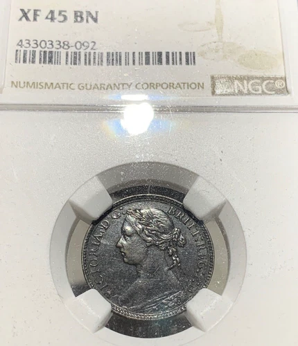 1875H Great Britain Farthing 1/4P NGC XF 45 BN.  Nice.