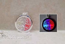 Tree of Life GLOW IN THE DARK White Pink Purple Silver Pendant Charm Necklace