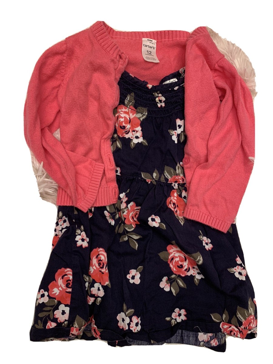 navy dress with pink cardigan Poor Little It Girl in Tinley Road Blue Dress, J.Crew Pink Cardigan and Nine West Black Patent Pumps