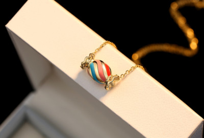 Rotate Candy Enamel Blue Red Pink Rose Gold Pendant Chain Necklace