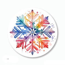Christmas Party Favors Envelope Seals Rainbow Snowflake Scrapbook Stickers