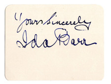 Ida Barr Signed Card 1962 /Autographed Singer