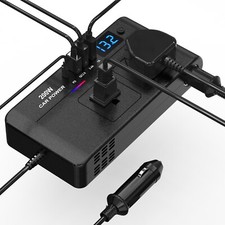 200W Car Power Inverter DC 12V to 110V AC Outlet Adapter Type-C 3 USB Ports