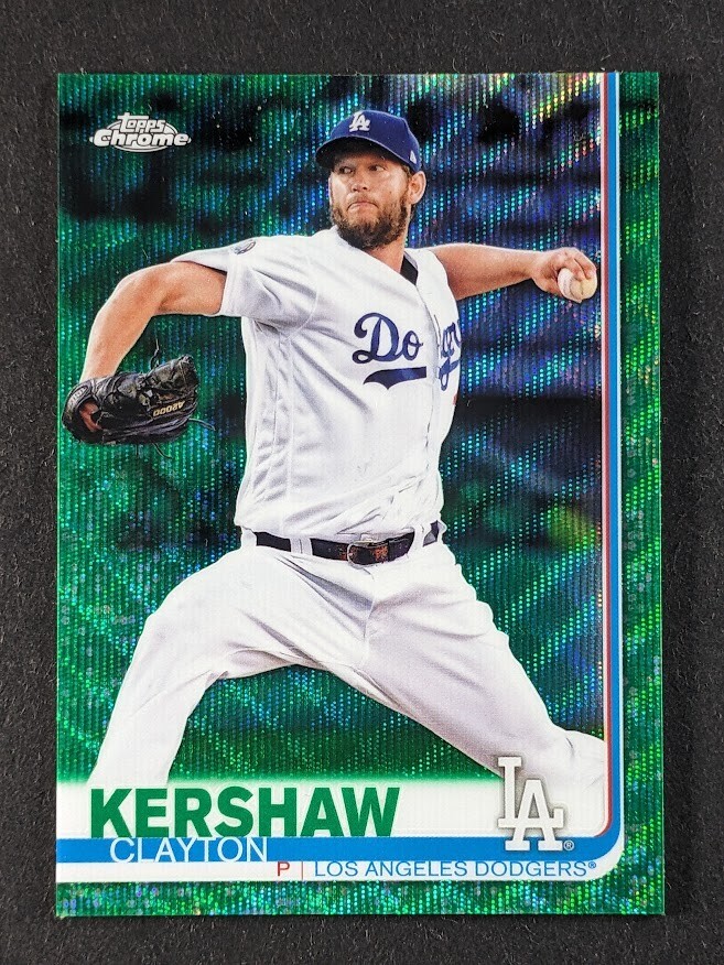 2019 Topps Chrome KERSHAW CLAYTON 29/99 Green Wave Refractor LA Dodgers #112