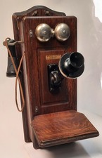 Antique Western Electric Co. 317 AT Hand Crank Wood Box Wall Mount Telephone Oak