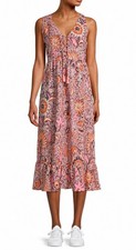 Madewell NWT Lace Up Ruffle Hem Midi Dress, Size 6