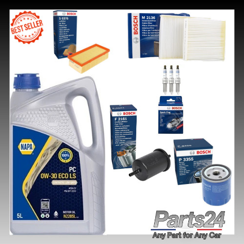 SERVICE KIT for PEUGEOT 208 1.2 MK1 2012-20 BOSCH FILTERS & OIL & SPARK PLUGS