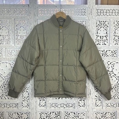 Cabela's Premier Northern Goose Down Quilted Puffer Snap Button Jacket Mens S