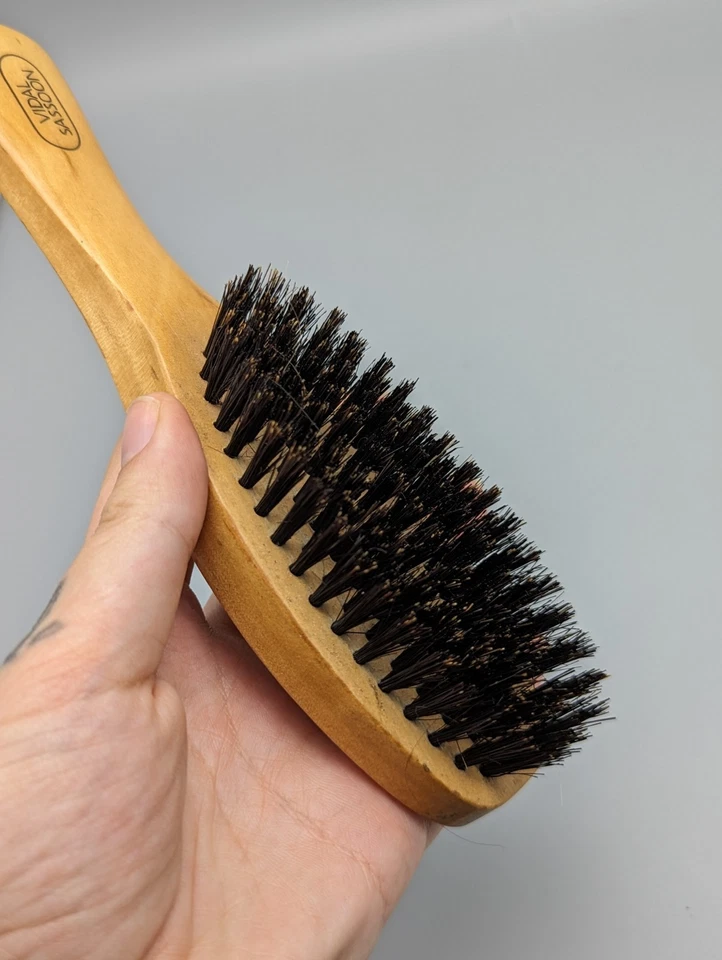 Vintage Vidal Sassoon Wooden Handle Boar Bristle Hair Brush 8" Smoothing Thin - Image 4 of 4