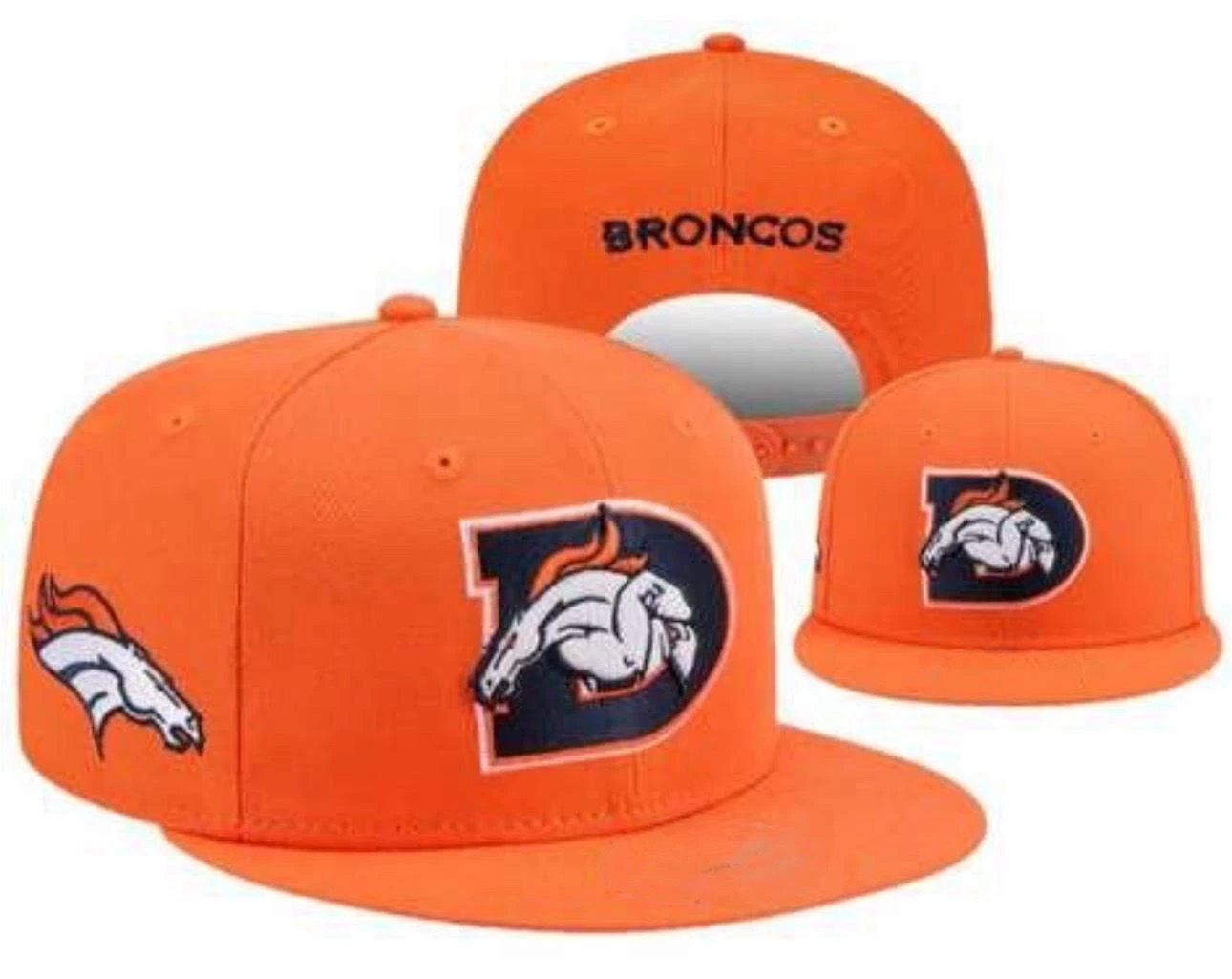 Denver Broncos Snapback Hat Adjustable Fit Orange Flat Brim Embroidered Logo Cap
