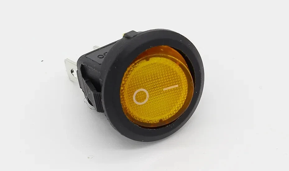 Interrupteur ON OFF avec lumière JAUNE ronde rectangulaire 20 mm SPST 250V 6A... - Photo 1/1