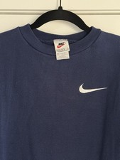 Vintage 90s Nike Sweatshirt Youth Large Navy Crewneck Embroidered Swoosh Retro