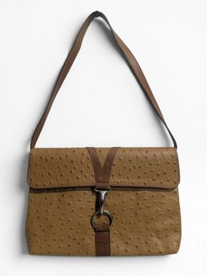 Another Line & Co Brown Ostrich Leather Vintage Shoulder Bag