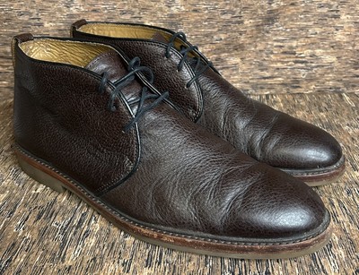 Coach Gavin Chukka Ankle Boots Lace Up Brown Pebbled Leather Men's