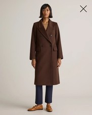 Quince Italian Wool Double-Breasted Coat Chocolate Brown NWOT XS