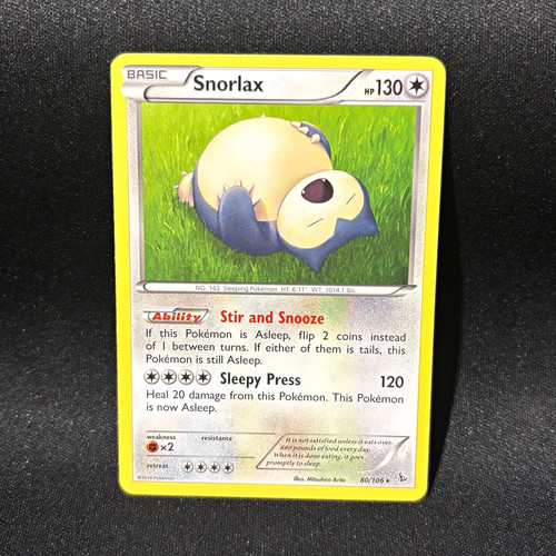Pokemon TCG Snorlax 80/106 Flashfire Regular Rare 130HP 2014