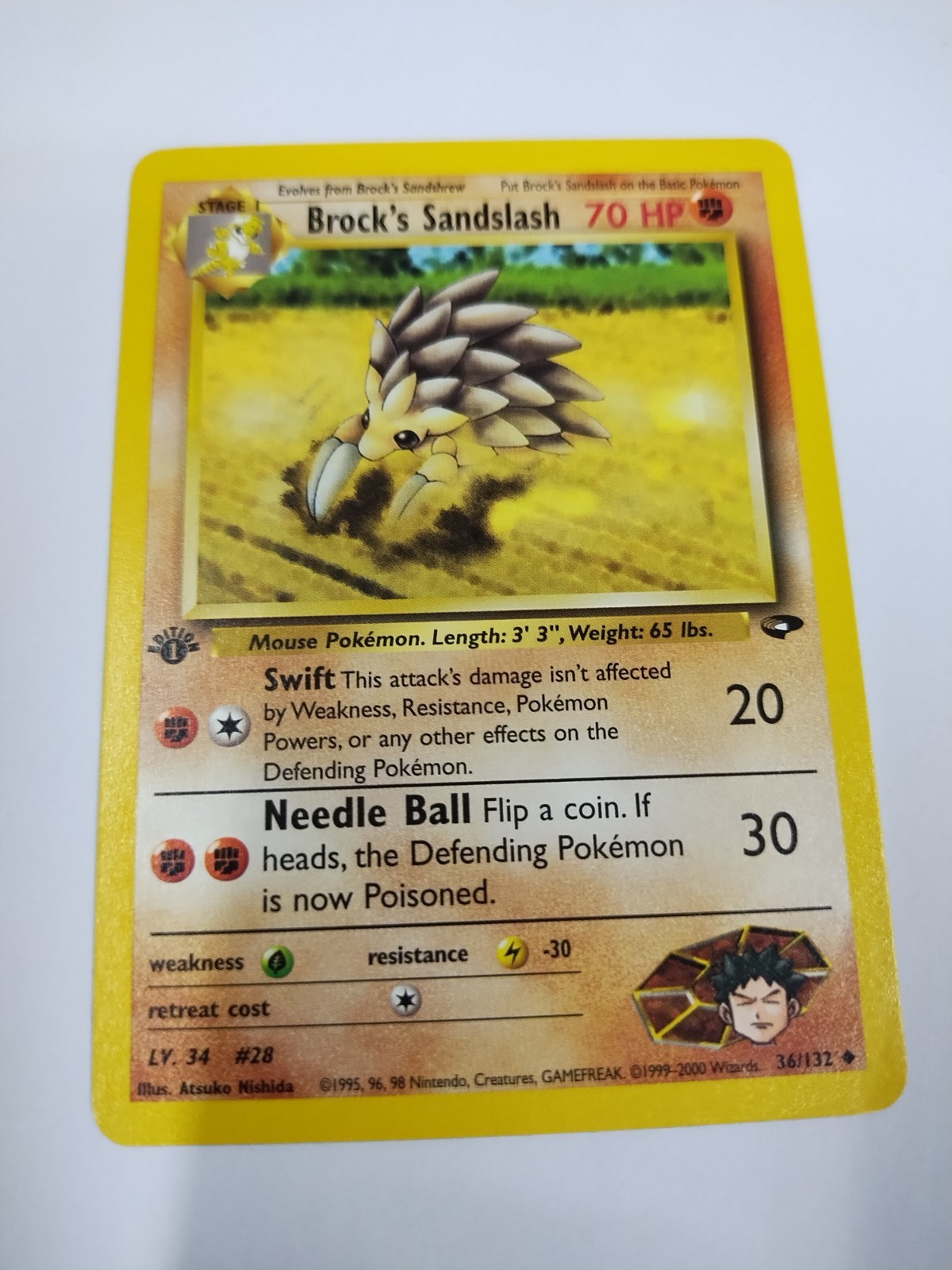 MINT Brock's Sandslash - 36/132 - Uncommon - 1st Edition Pokemon Gym Challenge