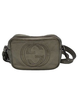 Gucci Shoulder Bag Small Disco Soho Leather Gray Used