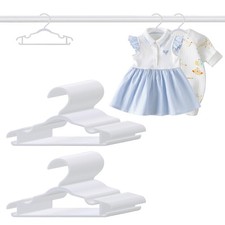 Baby Hangers 100 Pack 10.35 Inch Kids Clothes Hangers White  Plastic Infant ...