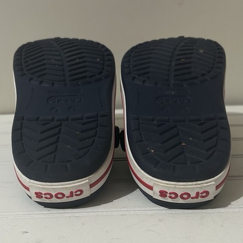 Crocs Kids Shoes J1 Crocband Navy Blue White Red Slip-On Clogs Boys Girls Beach - Picture 9 of 10