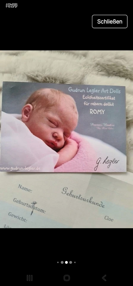 ❗️MIT ZERTIFIKAT❗️Gudrun Legler Rebornbaby Romy, Reborndollkit - Bild 2 von 4