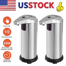2X Stainless Steel Touchless Handsfree Automatic IR Sensor Soap Liquid Dispenser