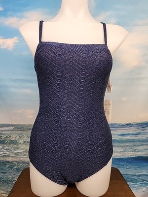 NWT Cupshe Womens One-Piece Swimsuit Lace up Back Blue Color Sparkly Silver 