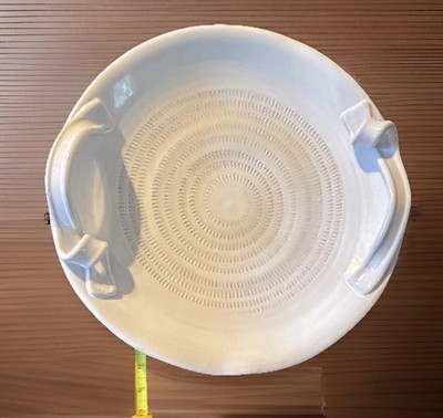 Beautiful 14 Inch White Italian Serving Platter with garlic grater