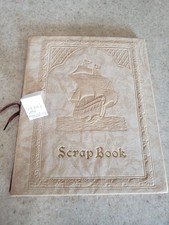 Antique Vintage ScrapBook 1920's Sailing Ship Embossed Photo Album 10.5" X 8.5"